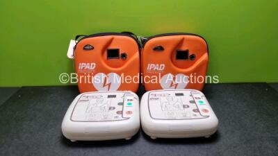 2 x CU Medical Systems Inc iPAD Intelligent Public Access Defibrillators *Mfd - 2016* (Both Power Up) In Carry Cases