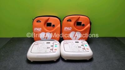 2 x CU Medical Systems Inc iPAD Intelligent Public Access Defibrillators *Mfd - 2016* (Both Power Up) In Carry Cases