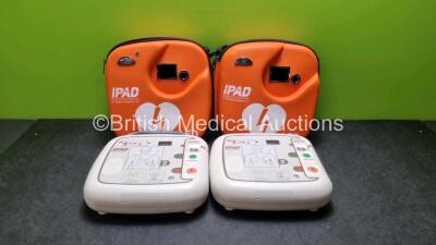 2 x CU Medical Systems Inc iPAD Intelligent Public Access Defibrillators *Mfd - 2015* (Both Power Up) In Carry Cases