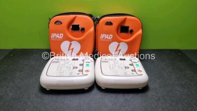 2 x CU Medical Systems Inc iPAD Intelligent Public Access Defibrillators *Mfd - 2016* (Both Power Up) In Carry Cases