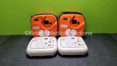 2 x CU Medical Systems Inc iPAD Intelligent Public Access Defibrillators *Mfd - 2016 / 2015* (Both Power Up) In Carry Cases