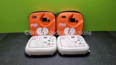 2 x CU Medical Systems Inc iPAD Intelligent Public Access Defibrillators *Mfd - 2016* (Both Power Up) In Carry Cases