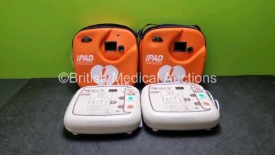 2 x CU Medical Systems Inc iPAD Intelligent Public Access Defibrillators *Mfd - 2016* (Both Power Up) In Carry Cases