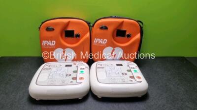 2 x CU Medical Systems Inc iPAD Intelligent Public Access Defibrillators *Mfd - 2015* (Both Power Up) In Carry Cases