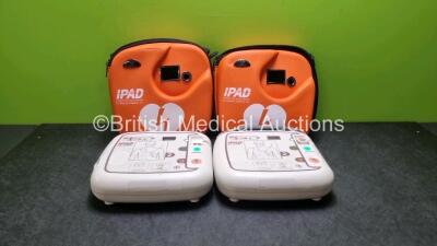 2 x CU Medical Systems Inc iPAD Intelligent Public Access Defibrillators *Mfd - 2016* (Both Power Up) In Carry Cases