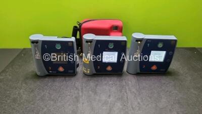 Job Lot Including 1 x Philips FR2+ Defibrillator In Carry Case, 1 x Laerdal FR2+ Defibrillator and 1 x Agilent FR2 Defibrillator (All Units Power Up with Stock Battery Stock Battery Not Included)