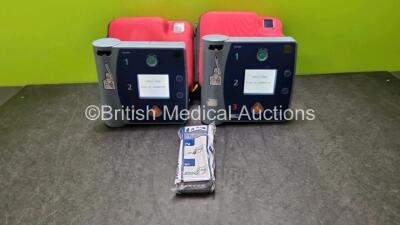 2 x Heartstart FR2+ Defibrillators (Both Power Up) In Case with 3 x Batteries *Install Before 2027 / 2023 / 2025*