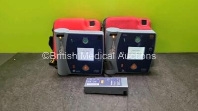 2 x Heartstart FR2+ Defibrillators (Both Power Up) In Case with 3 x Batteries *Install Before - 2021 / 2023 / 2025*