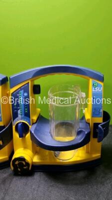 3 x LSU Laerdal Suction Units (All Power Up) with 3 x Suction Cups (1 x Damaged - See Photo, 2 x Missing Lids) *SN 78481474873 / 7806179846 / 78101688600* - 2