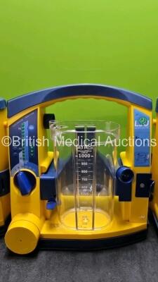 3 x LSU Laerdal Suction Units (All Power Up) with 3 x Suction Cups (All Missing Lids) *SN 78081687822 / 78481474861 / 78071687598* - 3