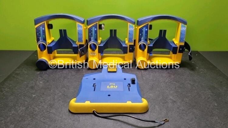 3 x LSU Laerdal Suction Units (All Power Up) with 1 x Laerdal LSU Wall Bracket *SN 78041686989 / 78051667131 / 78081465009*