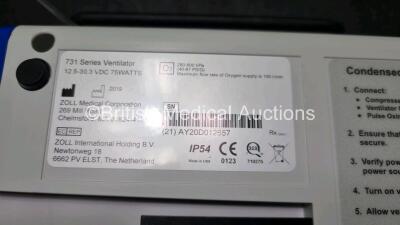 Zoll Z-Vent 731 Series Ventilator *Mfd 2019* EMV Version 05.22.00, SPM Version 05.20.00, Hours of Operation - 7 Minutes (Powers Up - Like New) In Case with 1 x Infants Circuit Kit Ref 499-0027-0, 1 x Hose Ref HA1DSX1.B and 1 x AC / DC Power Supply *SN (21 - 6