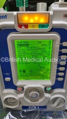 Zoll Z-Vent 731 Series Ventilator *Mfd 2019* EMV Version 05.22.00, SPM Version 05.20.00, Hours of Operation - 9 Minutes (Powers Up - Like New) In Case with 1 x Infants Circuit Kit Ref 499-0027-0, 1 x Hose Ref HA1DSX1.B and 1 x AC / DC Power Supply *SN (21 - 2