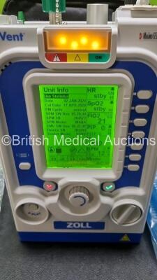 Zoll Z-Vent 731 Series Ventilator *Mfd 2019* EMV Version 05.22.00, SPM Version 05.20.00, Hours of Operation - 7 Minutes (Powers Up - Like New) In Case with 1 x Infants Circuit Kit Ref 499-0027-0, 1 x Hose Ref HA1DSX1.B and 1 x AC / DC Power Supply *SN (21 - 3