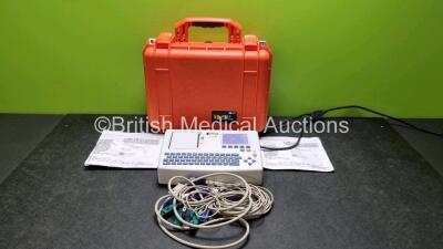 Schiller Cardiovit AT-101 ECG Machine (Powers Up with Slight Damage to Screen - See Photos) with 10 Lead ECG Lead in Case