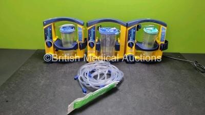 3 x Laerdal LSU Suction Units (All Power Up) with 3 x Suction Cups and Hoses