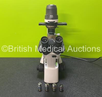 Motic AE21 Series Inverted Benchtop Microscope with 2 x Eyepieces and 4 x Optics Including 1 x E Plan 4X/0.10, 1 x E Plan PH10X/0.25, 1 x E Plan LWD PH20X/0.40 and 1 x E Plan LWD PH40X/0.60 (Powers Up)