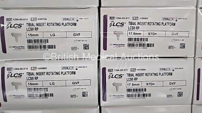 Job Lot of Johnson & Johnson Depuy Synthes Including Sigma Tibial Insert Fixed Bearing Unicondylar Ref 1024-53-208 / 1024-54-307 / 1024-54-607, ILCS Metal Backed Patella Ref 1294-09-770, Sigma Tibial Tray Rotating Platform MBT Keel Ref 1294-33-130, ILCS P - 8