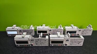 5 x CME Medical T34 Ambulatory Syringe Pumps (All Power Up with Stock Battery - Stock Battery Not Included, 1 x Faulty Screen - See Photos) *SN S79577 / S35676 / NA / S30477 / S35348*