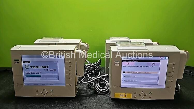 4 x Terumo CDI 500 Blood and Gas Parameter Monitors (All Power Up and 1 x Missing Cover - See Photos)