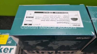 Job Lot Including 2 x Stryker Ref 502-03-64G Hemispherical Cluster Shells, 1 x Stryker Ref 502-03-62G Hemispherical Cluster Shell, 1 x Stryker Ref 6364-2-136 V40 Femoral Head, 1 x Stryker Ref 6309-3-660 Rimfit Cup and 1 x Stryker Ref 6309-3-660 Rimfit Cu - 4