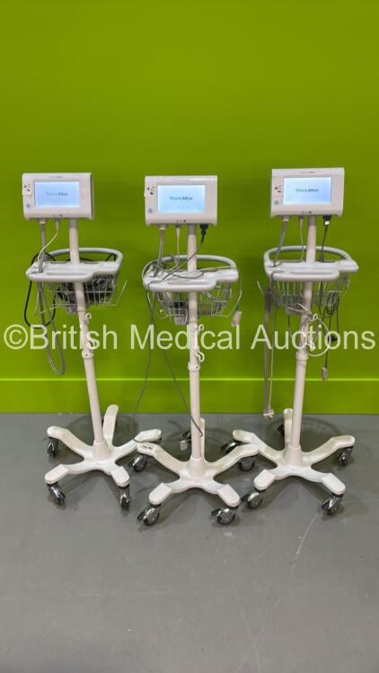 3 x Welch Allyn Connex Spot Vital Signs Monitors on Stands (All Power Up)