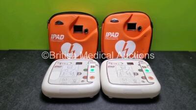 2 x CU Medical Systems Inc iPAD Intelligent Public Access Defibrillators *Mfd - 2016 / 2015* (Both Power Up) In Carry Cases