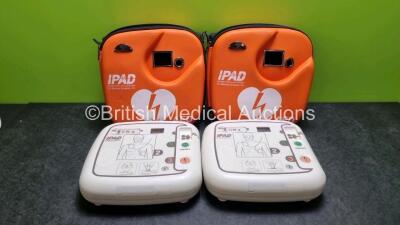 2 x CU Medical Systems Inc iPAD Intelligent Public Access Defibrillators *Mfd - 2016* (Both Power Up) In Carry Cases