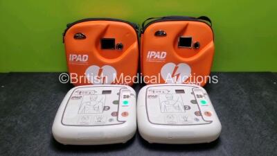 2 x CU Medical Systems Inc iPAD Intelligent Public Access Defibrillators *Mfd - 2016* (Both Power Up) In Carry Cases