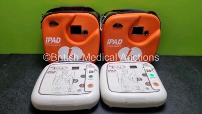 2 x CU Medical Systems Inc iPAD Intelligent Public Access Defibrillators *Mfd - 2016* (Both Power Up) In Carry Cases