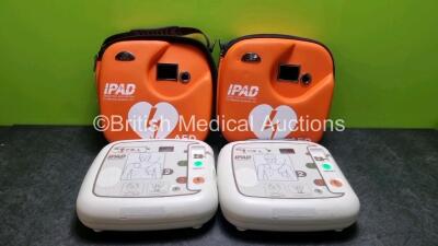 2 x CU Medical Systems Inc iPAD Intelligent Public Access Defibrillators *Mfd - 2016 / 2015* (Both Power Up) In Carry Cases