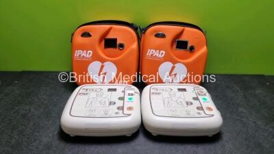 2 x CU Medical Systems Inc iPAD Intelligent Public Access Defibrillators *Mfd - 2015* (Both Power Up) In Carry Cases