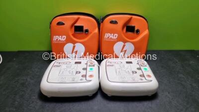 2 x CU Medical Systems Inc iPAD Intelligent Public Access Defibrillators *Mfd - 2016* (Both Power Up) In Carry Cases