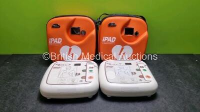 2 x CU Medical Systems Inc iPAD Intelligent Public Access Defibrillators *Mfd - 2016* (Both Power Up) In Carry Cases