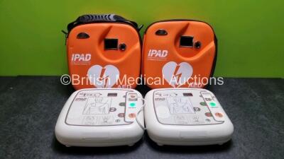 2 x CU Medical Systems Inc iPAD Intelligent Public Access Defibrillators *Mfd - 2016 / 2015* (Both Power Up with Stock Battery Stock Battery Not Included) In Carry Case