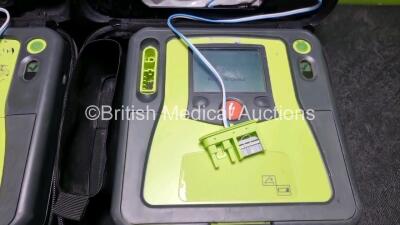 2 x Zoll AED PRO Defibrillators (Both Power Up) In Carry Case with 2 x 3 Lead ECG Leads, 2 x Batteries and 3 x In Date Electrode Packs - 3