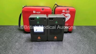 2 x Philips FR3 Defibrillators (Both Power Up) In Case with 2 x Batteries *Install Before 02-2024 / 2022* (1 x Flat)