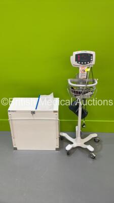 1 x Welch Allyn 53N00 Patient Monitor on Stand with Leads (Powers Up) and 1 x Viamed Resuscitation Cabinet