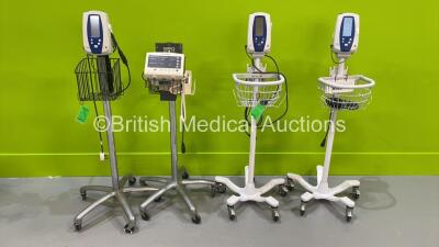 3 x Welch Allyn SPOT Vital Signs Monitors on Stands (All Power Up) and 1 x Welch Allyn 52000 Series Patient Monitor on Stand (No Power) *S/N 20022927 / 201018199*