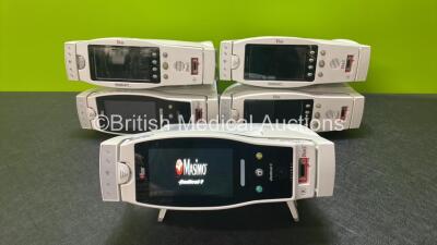 5 x Masimo Set Radical 7 Signal Extraction Pulse CO-Oximeters with 5 x Docking Stations (All Power Up)