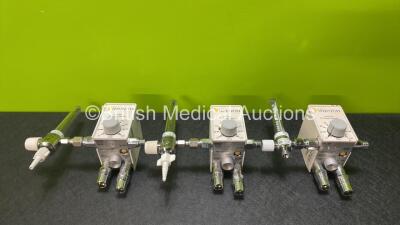 3 x Inspiration Healthcare Low Flow Air-Oxygen Blenders with Flowmeters