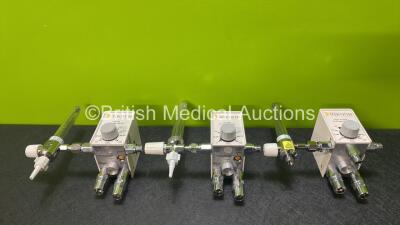 3 x Inspiration Healthcare Low Flow Air-Oxygen Blenders with Flowmeters