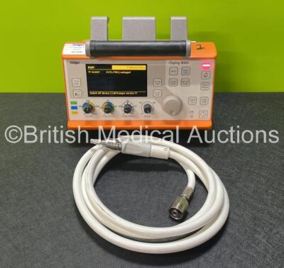 Drager Oxylog 3000 Transport Ventilator (Powers Up with Stock Battery, Flat Battery Included, Device Failure Message - See Photos) with Hose