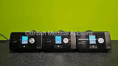 3 x ResMed Airsense 10 Autoset CPAP Units with 1 x Power Supply (All Power Up and 1 x Missing Side Cover - See Photo) *SN 23162018150 / 23193383821 / 23161671970*