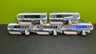 4 x CareFusion Alaris GH Guardrails Plus and 1 x CardinalHealth Alaris CC Plus Syringe Pumps (All Power Up with Alarms - See Photos) *270012923 / 800205993 / 800337033 / 800205889 / 800205898*