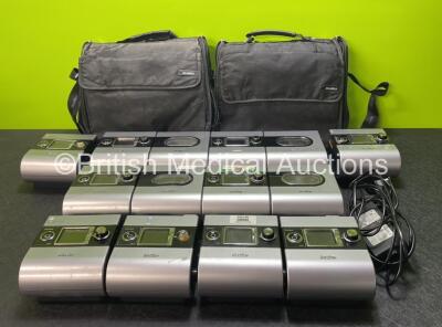 Job Lot Including 8 x ResMed S9 Escape CPAP Units (1 x Missing Dial and 1 x Damaged / Spares and Repairs - See Photos) 2 x ResMed CPAP Autoset CPAP Units, 4 x ResMed H5i Humidifier Units, 1 x Power Supply and 5 x Carry Bags