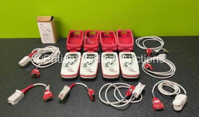 4 x Masimo SET Rad 5 Signal Extraction Pulse Oximeters with 4 x Cases, 2 x LNC-10 Cables, 2 x MD20-05 Cables, 2 x LNC-1 Cables and 2 x SpO2 Cables