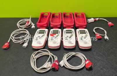 4 x Masimo SET Rad 5 Signal Extraction Pulse Oximeters with 4 x Cases, 4 x MD20-05 Cables, 1 x MD20-1.5 Cable and 1 x LNC-1 Cable