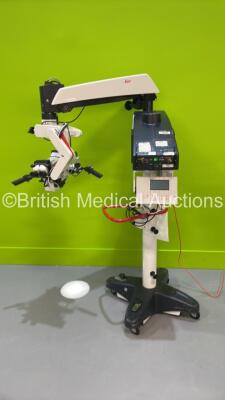 Leica M525 Dual Operated Surgical Microscope with Leica ULT 500 Attachment, 2 x Binoculars, 4 x 10x/21 Eyepieces and Sony 3CCD Color Video Camera on Leica F40 Stand (Powers Up) *S/N 280108002*