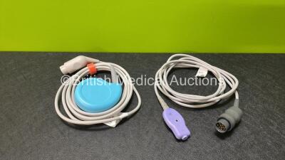 Job Lot Including 1 x Vyaire 1590AAO Fetal Monitor Connection Cable and 1 x FUS-GE02 US Fetal Monitor Transducer / Probe Compatible with GE Corometrics